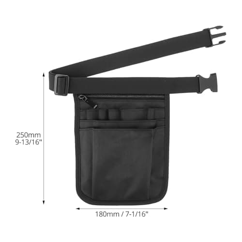 QWORK® Nurse Pouch Waist Bag, Multi Compartment Nursing Bag Pocket Belt Organizer for Medical Supplies Scissors Bandage, 10" x 7", Black — view 6