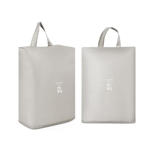 Aovanta Travel Shoe Bags, 2 Pack Shoes Travel Storage Bag, Ivory Hanging Storage Bags with Zipper Handle for Shoes Packing Organizer (Ivory)