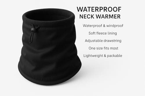 Winter Neck Warmer Fleece Waterproof Neck Gaiter Snood for Men Women Cold Weather Face Scarf Headwear for Skiing Running Bicycles Sports,Outdoor (Black) — view 4