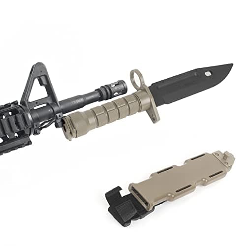 QIRUIMY Tactical M9 Bayonet Plastic Knife,Bendable Rubber Combat Knife with Sheath,Airsoft Military Training Enthusiasts CS Cosplay Dagger Model Dress Up Accessory (Brown) — view 5