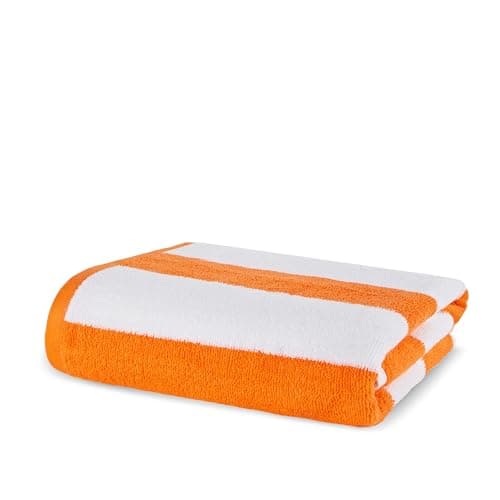 La Maison Cabana Stripe Beach Towels 100% Cotton 70cm x 150cm Large Pool Towel Absorbent Supersoft Quick Dry Sand Proof Beach Towel Holiday Yoga Gym Swimming Towel (2, Orange) — view 4