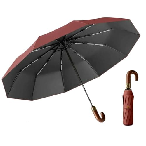 XYNM umbrellas for rain Windproof Travel Umbrella Automatic Folding Upf50+ Uv Protection Compact Portable With Curved Handle Sun And Rain-burgundy-iron-10k