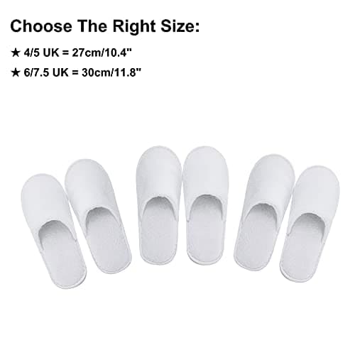 Echoapple 5 Pairs of Hotel Slippers, Non-Disposable Deluxe Closed Toe Spa Slippers, Washable and Foldable Winter Slippers for Spa, Party Guest and Travel (White, 6/7.5 UK) — view 5