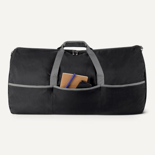 Amazon Essentials 32.4” (82.3cm) Extra Large Foldable Nylon Duffel Bag for Travel/Storage with Zipped Pockets, 9,254 Cubic Inch (150L), 22.68kg Capacity, Black (Previously Amazon Basics) — view 5