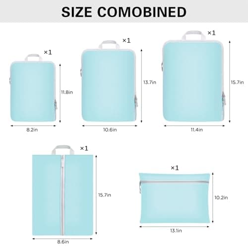Compression Packing Cubes for Suitcases,Suitcase Organiser Bags,Travel Packing Cubes Compression Set for Backpack,Packing Organisers,Waterproof Travel Organiser Packing Bags (5, Blue) — view 6