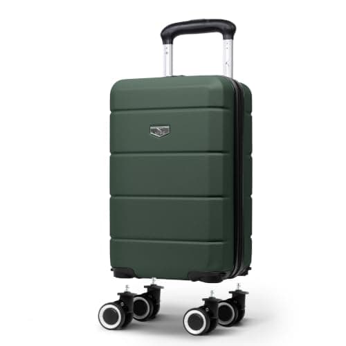LUGG - Jetset 40cm Suitcase - 40x30x20cm- Ryanair Compatible - Underseat Size - Hard Shell ABS - Spinner & Removable Wheels - Lightweight Travel Luggage- Army Green