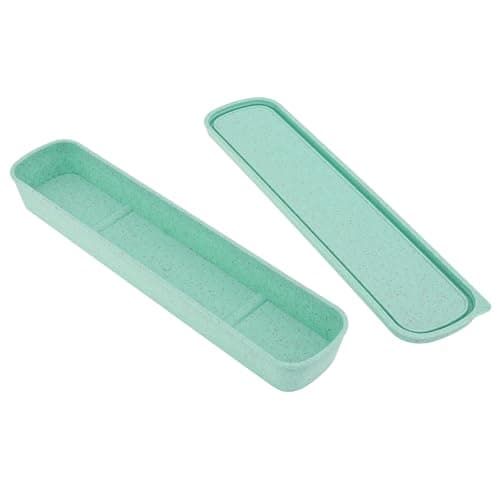 OriGlam 1pcs Portable Flatware Box Travel Tableware Storage Case Box, Utensil Case Flatware Storage for Cutlery Kit, 24 x 6 cm (Green)