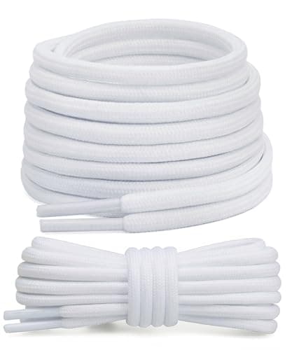Stepace Round Boot Shoelace, 4.5mm Outdoor Shoe Laces for Walking White 120