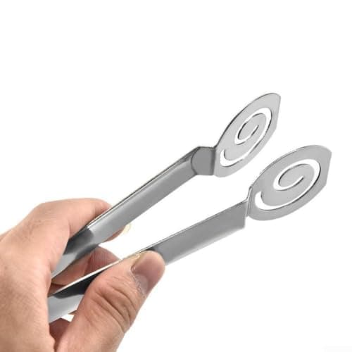 Spring Assisted Stainless Steel Tong for Tea Bag Compression and Gentle Handling of Bread Grilled Meats and Vegetables (Silver) — view 3