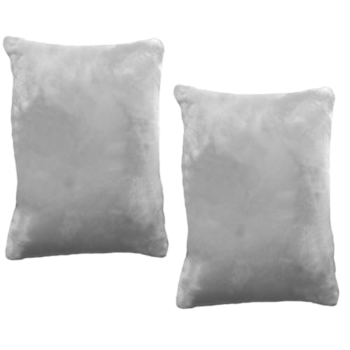 KFSCIP 2 Pcs Small Pillows, Two Pack Mini Cushions with Covers Included, Compact Travel Pillow for Office and Home Support, Knee Pillow for Joint Comfort, 28 x 18 cm Size, Grey Velour Fabric