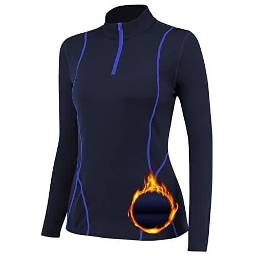 TERODACO Base Layer Women Half Zip Ski Thermal Tops 02513 Navy L — view 3
