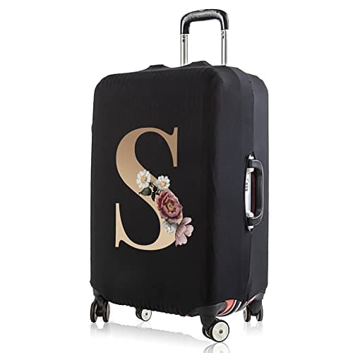 Initial Letter Printed Design Travel Trolley Case Cover Protector Washable Suitcase Cover Luggage Storage Covers for 18-28 Inch Luggage Cover (S (18-21 inch Luggage), gold S) — view 6