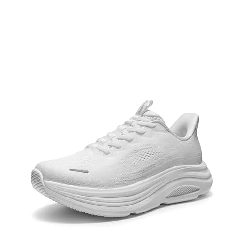 ALLSWIFIT Women's Slip On Walking Shoes Running Sneakers,White,6