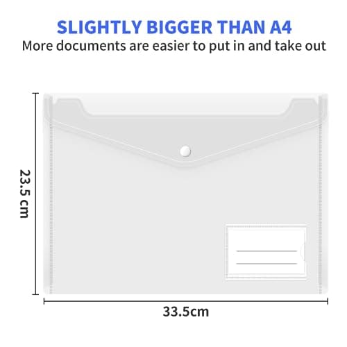 Smarpau A4 Plastic Wallets 10 Pack, Clear File Folders with Button Closure — view 2