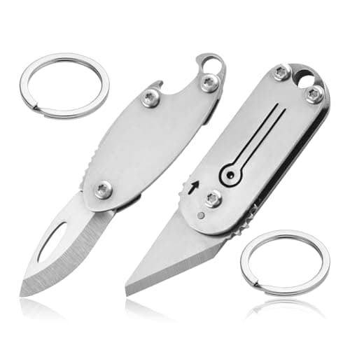 Mini Pocket Box Opener,2Pcs Small Multitool Box Cutter,Titanium Boxs Tool,Portable Keychain Utility Bottle Opener,EDC Gadgets,Little Cutting Tool for Camping,DIY,Hiking,Fishing,Gift for Women,Men