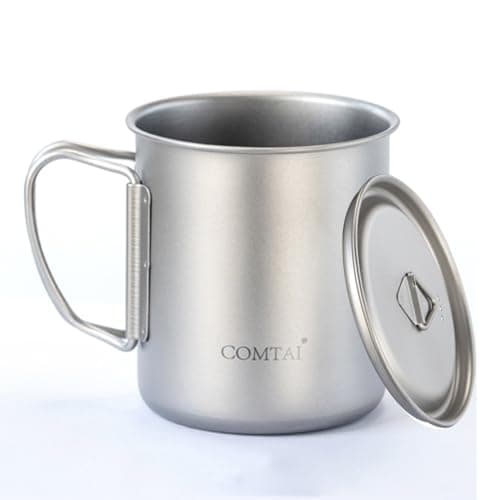 FUANA for Stainless Steel Camping Mug, Lightweight Foldable Handle for Water Cup Outdoor Hiking Travel, Coffee Tea Tumbler with Mesh Bag 220ml-750ml — view 2