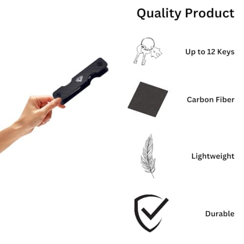 BRELIE Smart Key Chain Organizer- Key Holder for 1-12 Keys- Multifunctional- Bottle Opener- Sim Opener- Compact Carbon Fiber Key Chain- Lightweight, Black — view 2
