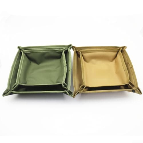 Square Folding Storage Tray Constructed from 900D Oxford Material for Consistent Performance Outdoor Travel and Indoor Use (L-Khaki) — view 3