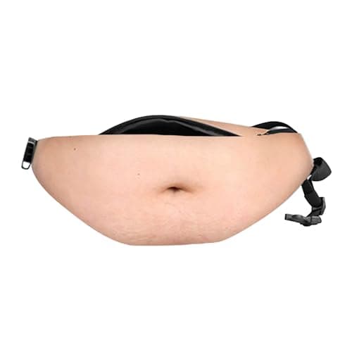 Belly Bag, Belly Novelty Waist Men Funny Dad Bum Bag Adjustable Belt Realistic 3D Print Storage Pouch for Festivals Travel and Joke Novelty