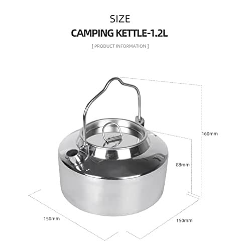 ZLWENA 1.2L Camping Pot Stainless Steel Tea Kettle Outdoor Water Boiler — view 5
