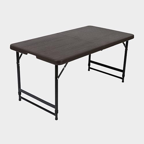 Hi-Gear Richmond Table with Powder Coated Steel Frame, Lightweight, Compact, Foldable, Collapsible, Outdoor Events, Camping, Picnics, Festivals, BBQs, Garden Parties, Carry Handle, Brown — view 3