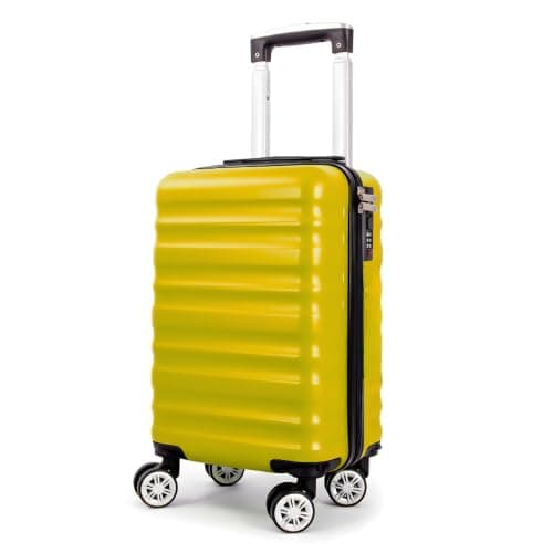 Ryanair Wizz Air Under Seat Suitcase | 2 Wheels | Lightweight Hard Shell Underseat Cabin Luggage | Fits 40x20x25cm | TSA Lock | (Yellow) — view 2
