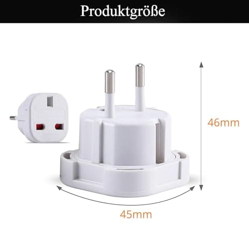 2 Pack UK to EU Travel Plug Adapter, EU Travel Adaptor Europe Converter Type C, E, F for European Spain, France, Italy, Portugal, Germany, Netherlands, Greece, Poland, Turkey and More White — view 2