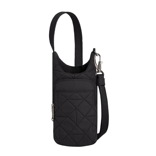 Travelon Anti-Theft Boho Insulated Water Bottle Tote, Black, One Size, Anti-Theft Boho Insulated Water Bottle Tote