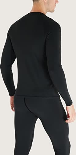HOPLYNN Mens Thermal Underwear Set Long Sleeve Tops Long Johns Base Layer Warm Underwear Fleece Lined Ultra Soft Compression Running Sport Ski Balck XL — view 3