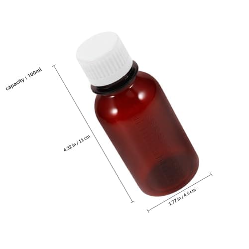 Brown PET Medicine Bottles 100ml with Cap and Scale 6 Pack — view 2