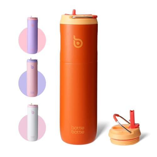 Bottle Bottle Stainless Steel Water Bottle 700ml with Straw and Lid Sports Insulated Metal Water Bottles with Handle(Orange)