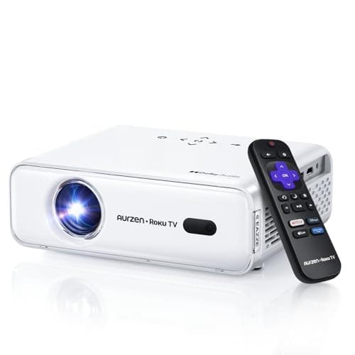 Aurzen Roku TV Smart Projector with Foldable Stand, 1080P FHD, Dolby Audio, Auto Focus & Keystone, Zoom, Movie Portable Outdoor Mini Projector — view 2