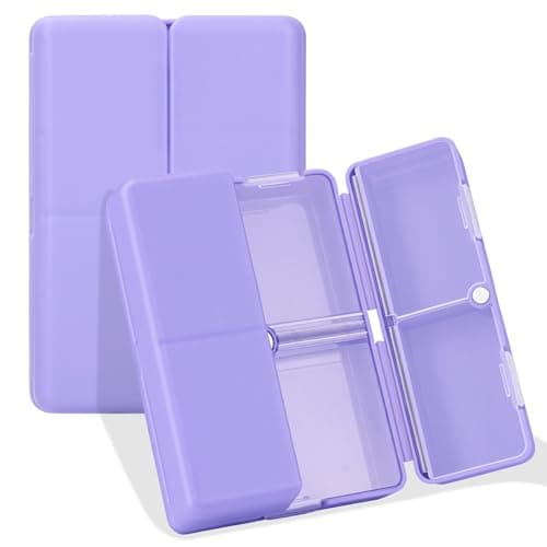 FYY 7 Day Pill Organiser, Travel Tablet Box, [Foldable Design] Weekly Medication Case, Portable Daily Supplements Storage Organizer for Vitamins, Cod Liver Oil, Small-Purple