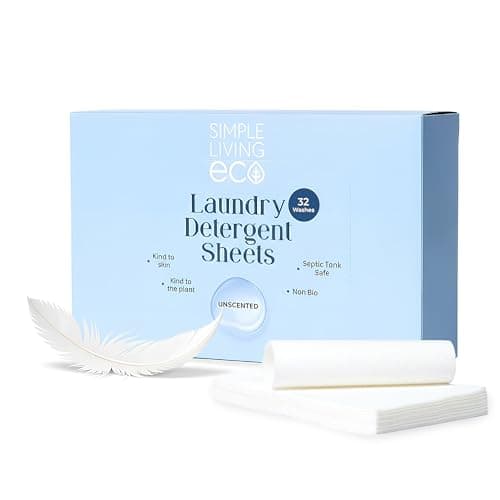 Simple Living Eco, Laundry Washing Detergent Sheets, Simplify Your Washing With Our Compact Laundry Sheets, Eco Washing, Non Bio & Skin-Friendly, (32 Sheet Pack, Unscented) 1 Pack