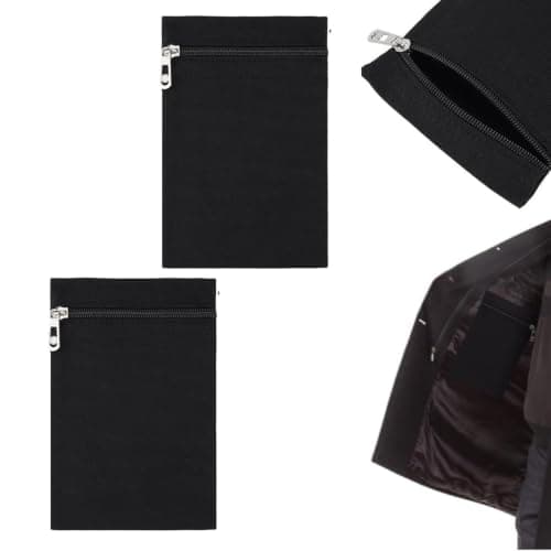 2PCS Sew-in Side Pocket with Zipper, Anti-Theft Security Pocket
