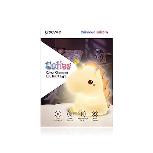 groov e Cuties - Rainbow Unicorn - Colour Changing LED Night Light with 30/60 Minute Timer - 7 Colours - Tap to Use - Rechargeable 12-Hour Battery or USB Powered - for Babies, Toddlers & Children — view 6