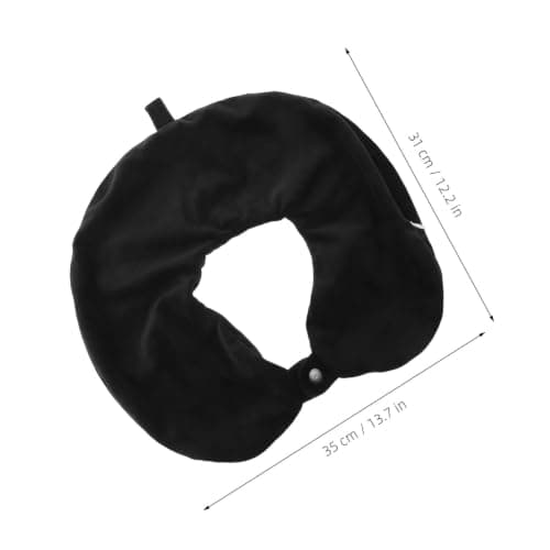 2pcs U Shaped Travel Pillow Cover with Zipper, Soft Velvet Black — view 2