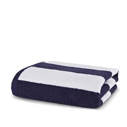 La Maison Cabana Stripe Beach Towels 100% Cotton 70cm x 150cm Large Pool Towel Absorbent Supersoft Quick Dry Sand Proof Beach Towel Holiday Yoga Gym Swimming Towel (2, Navy Blue) — view 4