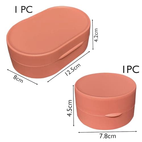 QQdou Travel Soap Case Soap Box with Lid, Creative, Portable, Soap bar Box Container Holder Dish, for Shower Travel Hiking Bathroom School Gym, 2PCS(One Large Coral Orange + One Small Coral Orange) — view 2