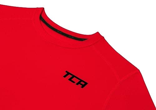 TCA Men Long Sleeve Compression Shirt, Athletic Workout Sports Undershirt Base Layer Top - High Risk Red, S — view 3