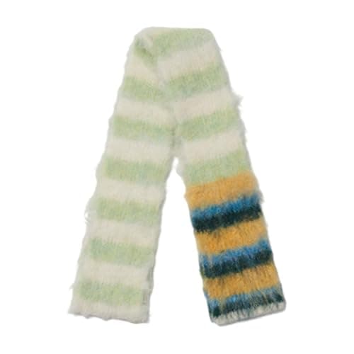 BABIBAOBEI Color Blocking Stripe Knit Scarf Soft Knitting Fabric Neckerchief Lightweight Unisex Winter Accessory for Family Travel Lightweight Travel Friendly Scarf