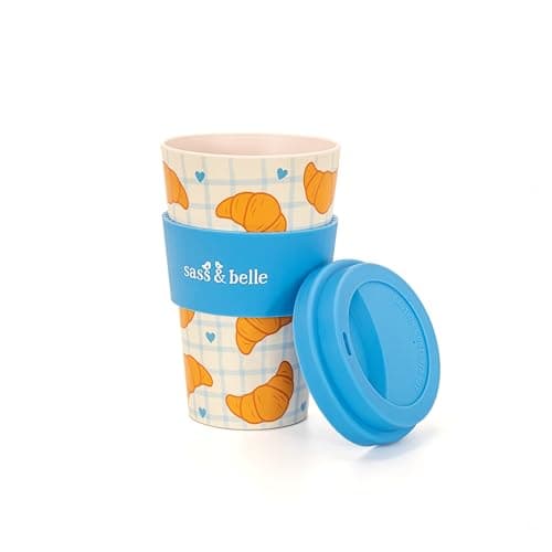 Sass & Belle Croissant Travel Coffee Cup - Reusable Eco-Friendly RPET Coffee Mug with Lid – 400ml – Ideal for Hot Drinks On The Go, Commuting, Office or Gifts — view 2