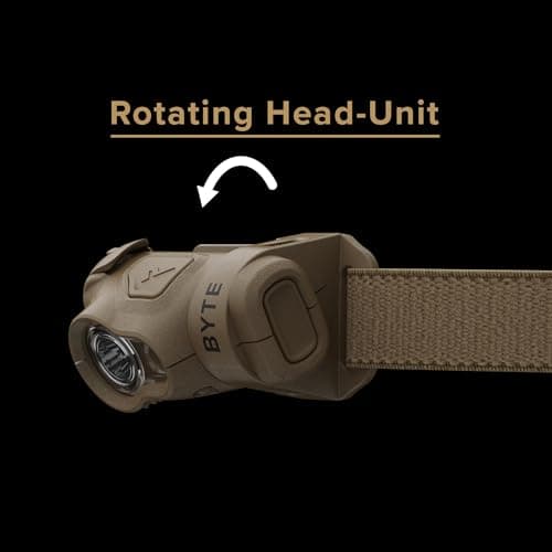 Princeton Tec Byte Multi-Mode Multi-Beam IPX4 Water Resistant LED Tactical Headlamp with 200 Lumens, Essential Outdoor Accessory for Hiking, Backpacking, Camping, Running, and Safety Preparedness, Tan — view 6
