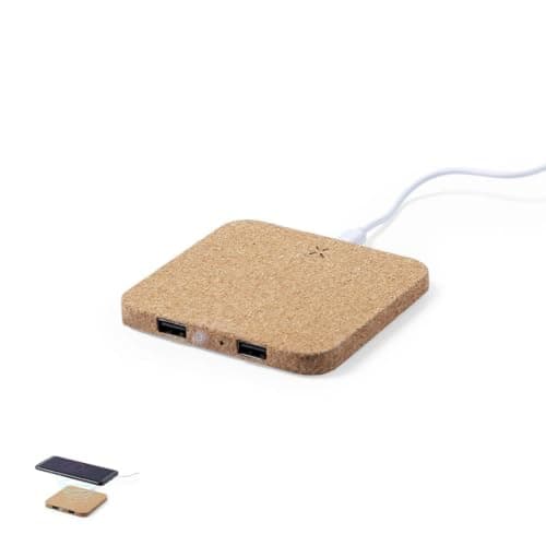 Sawfish Personalised Charger Kronex 10W Cork Wireless Charger with Dual USB Outputs Natural Cork Finish — view 6
