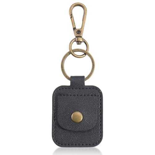 CRASPIRE Black Leather Ring Holder Keychain Portable Rings Storage Pouchs — view 6