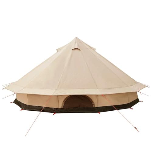 LoogCape Family Tent Cream 12 People Poly Cotton 600 x 600 x 348 cm with Mesh Ventilation, Guy Ropes and Pegs, Spacious Camping Tent for Family — view 5
