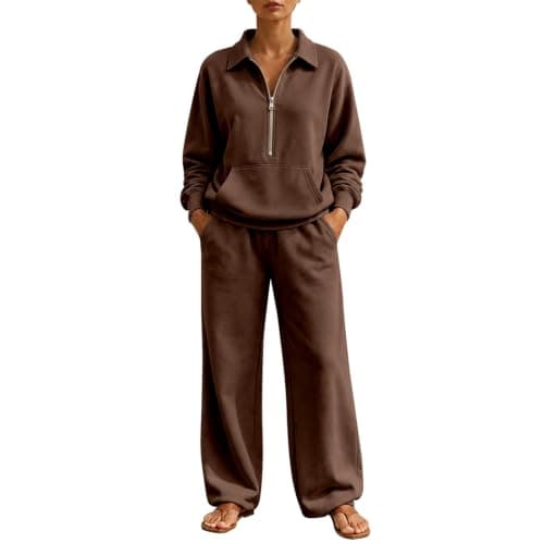 Nuaoxyeu Tracksuit Womens Full Set 2 Piece Lounge Wear Sets Half Zip Up