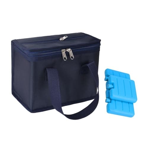 TEAMOOK Folding Lunch Bag Insulated Lunch Box Cool Bag Navy Blue 4-6 cans — view 3