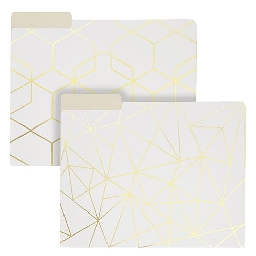 Decorative File Folders, 1/3 Cut Tab, Letter Size, Gold Foil Geometric (12 Pack) — view 5