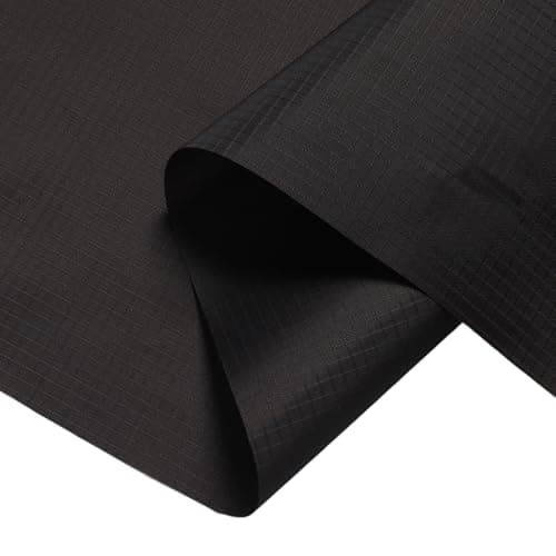 iGWHED Black Ripstop Fabric - Outdoor Polyester Fabric by the Metre - Water-Repellent, Lightweight for Sewing, Covers, Kites, Buntings, DIY Crafts & Outdoor Repair - 100x145cm
